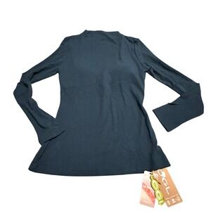 OGL Mock Neck Long‎ Sleeve Top Eco Mousse Stretch Dark Teal Women M NWT